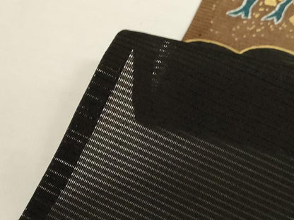 平和屋着物＊夏物　黒留袖　絽　御所車花鳥文　金彩　洗える着物　AABJ9166jd