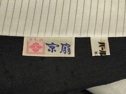 平和屋着物＊夏物　絹芭蕉　小紋　鳥獣戯画　ロング丈　正絹　逸品　AABJ9168jd