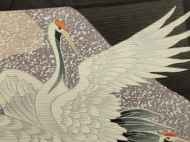平和屋着物＊夏物　黒留袖　絽　鶴　銀彩　金糸　洗える着物　AABJ9170jd