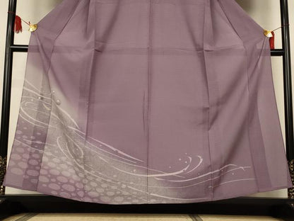 平和屋着物＊夏物　訪問着　縦絽　墨流し文　暈し染め　正絹　逸品　AABJ9171jd