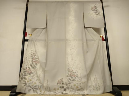 平和屋着物＊夏物　訪問着　絽　手描き　草花文　暈し染め　ロング丈　正絹　逸品　AABJ9172jd