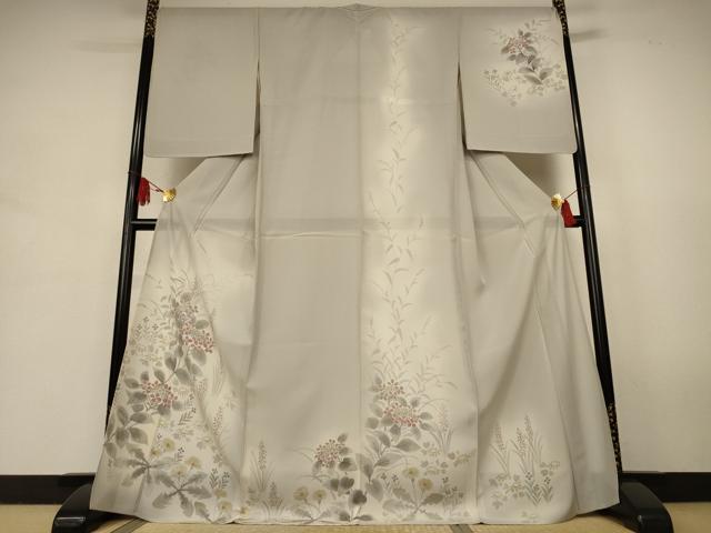 平和屋着物＊夏物　訪問着　絽　手描き　草花文　暈し染め　ロング丈　正絹　逸品　AABJ9172jd