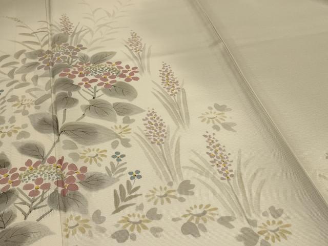 平和屋着物＊夏物　訪問着　絽　手描き　草花文　暈し染め　ロング丈　正絹　逸品　AABJ9172jd