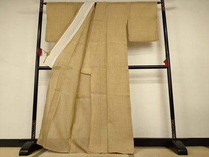 平和屋着物＊夏物　小千谷ちぢみ　縞　麻　逸品　AABJ9181jd