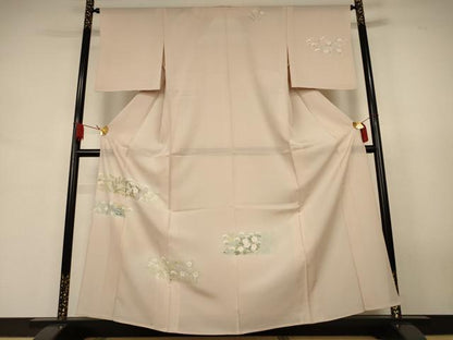 平和屋着物＊夏物　訪問着　絽　友禅　横段草花文　正絹　逸品　AABJ9183jd