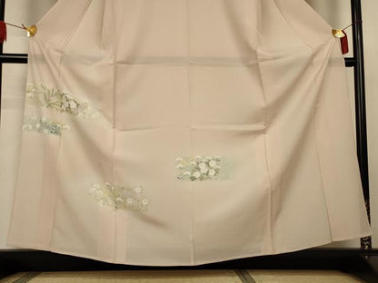 平和屋着物＊夏物　訪問着　絽　友禅　横段草花文　正絹　逸品　AABJ9183jd