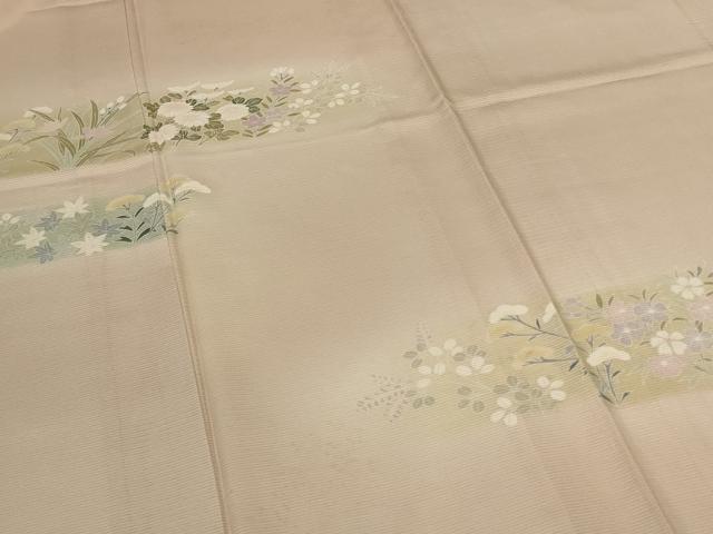 平和屋着物＊夏物　訪問着　絽　友禅　横段草花文　正絹　逸品　AABJ9183jd