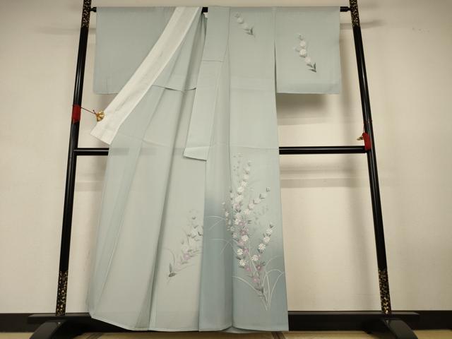 平和屋着物＊夏物　訪問着　手描き　草花文　暈し染め　正絹　逸品　AABJ9186jd