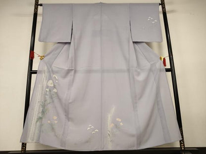 平和屋着物＊夏物　訪問着　絽　草花文　銀彩　正絹　逸品　AABJ9188jd