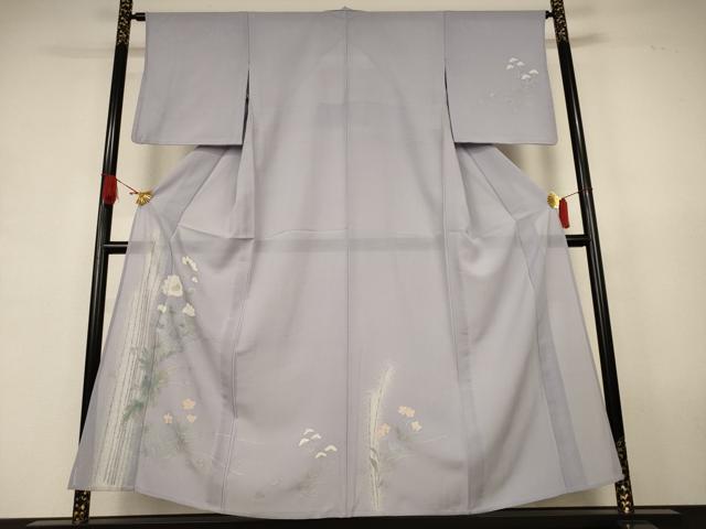 平和屋着物＊夏物　訪問着　絽　草花文　銀彩　正絹　逸品　AABJ9188jd