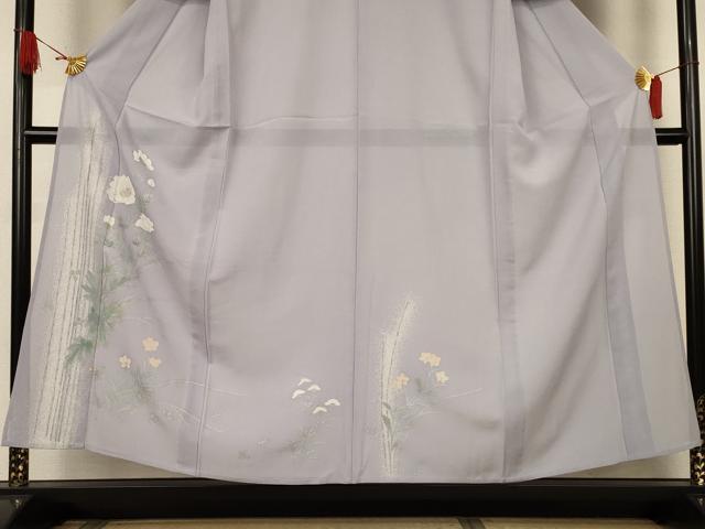 平和屋着物＊夏物　訪問着　絽　草花文　銀彩　正絹　逸品　AABJ9188jd