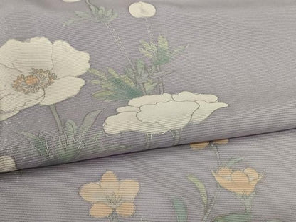 平和屋着物＊夏物　訪問着　絽　草花文　銀彩　正絹　逸品　AABJ9188jd