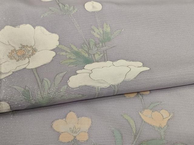平和屋着物＊夏物　訪問着　絽　草花文　銀彩　正絹　逸品　AABJ9188jd