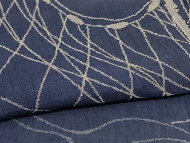 平和屋着物＊夏物　小千谷ちぢみ　訪問着　流水風景文　麻　逸品　AABJ9189jd