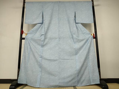 平和屋着物＊夏物　小紋　紗　墨流し文様　洗える着物　AABJ9194jd