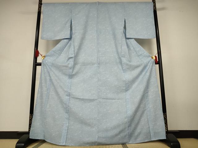 平和屋着物＊夏物　小紋　紗　墨流し文様　洗える着物　AABJ9194jd