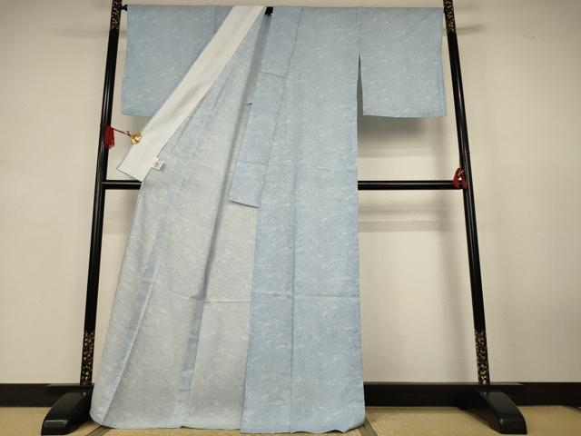平和屋着物＊夏物　小紋　紗　墨流し文様　洗える着物　AABJ9194jd