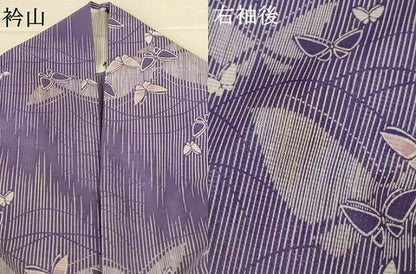平和屋着物＊夏物　小紋　絽　舞蝶文　洗える着物　AABJ9196jd