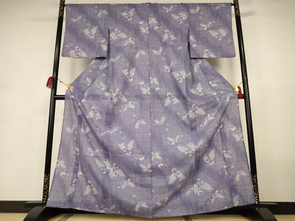 平和屋着物＊夏物　小紋　絽　舞蝶文　洗える着物　AABJ9196jd