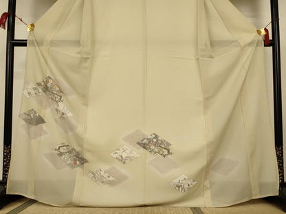 平和屋着物＊夏物　訪問着　絽　花菱文　金彩　正絹　逸品　AABJ9197jd