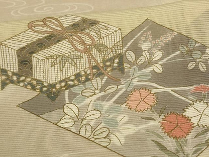 平和屋着物＊夏物　訪問着　絽　花菱文　金彩　正絹　逸品　AABJ9197jd