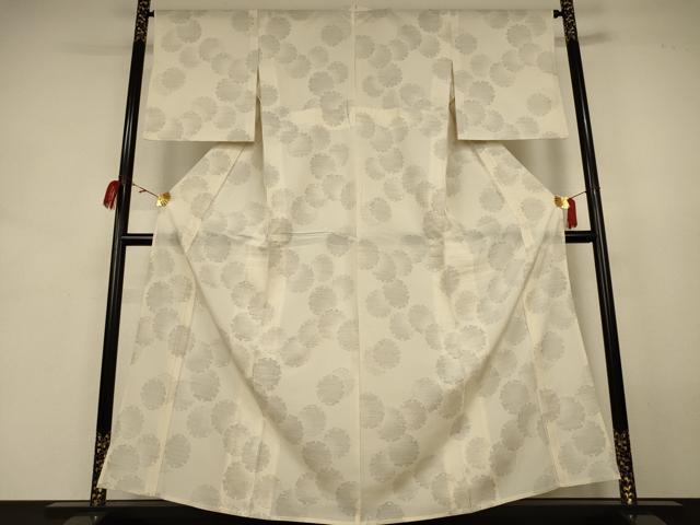 平和屋着物＊夏物　本場大島紬　夏大島　白大島　雪輪文　正絹　逸品　AABJ9199jd