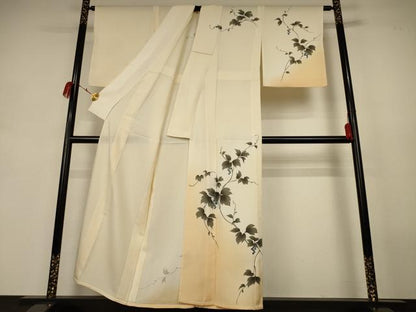 平和屋着物＊夏物　訪問着　絽　葡萄蔦の葉文　暈し染め　正絹　逸品　AABJ9200jd