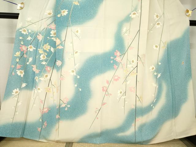 平和屋着物●訪問着　友禅　作家物　枝花文　暈し染め　正絹　逸品　AABJ9201ck