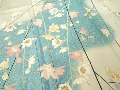平和屋着物●訪問着　友禅　作家物　枝花文　暈し染め　正絹　逸品　AABJ9201ck