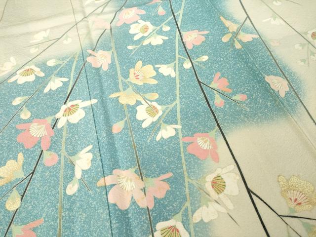 平和屋着物●訪問着　友禅　作家物　枝花文　暈し染め　正絹　逸品　AABJ9201ck