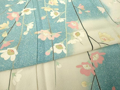 平和屋着物●訪問着　友禅　作家物　枝花文　暈し染め　正絹　逸品　AABJ9201ck
