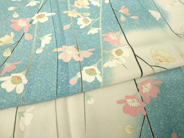 平和屋着物●訪問着　友禅　作家物　枝花文　暈し染め　正絹　逸品　AABJ9201ck