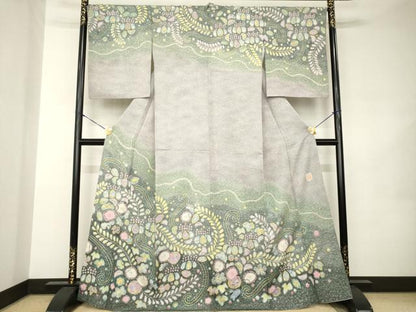 平和屋着物●梅原虎峰　幻の辻が花　訪問着　辻が花　舞花文　暈し染め　正絹　逸品　AABJ9202ck