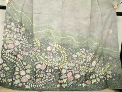 平和屋着物●梅原虎峰　幻の辻が花　訪問着　辻が花　舞花文　暈し染め　正絹　逸品　AABJ9202ck
