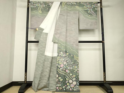 平和屋着物●梅原虎峰　幻の辻が花　訪問着　辻が花　舞花文　暈し染め　正絹　逸品　AABJ9202ck