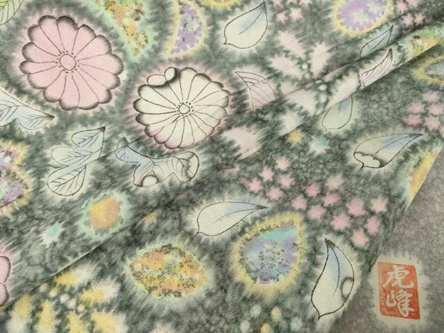 平和屋着物●梅原虎峰　幻の辻が花　訪問着　辻が花　舞花文　暈し染め　正絹　逸品　AABJ9202ck