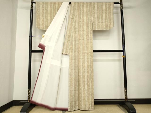 平和屋着物●上質な紬　縞　正絹　逸品　AABJ9205ck