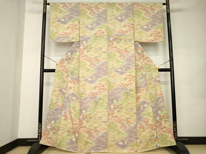 平和屋着物●上質な小紋　松皮菱花文　暈し染め　正絹　逸品　AABJ9206ck