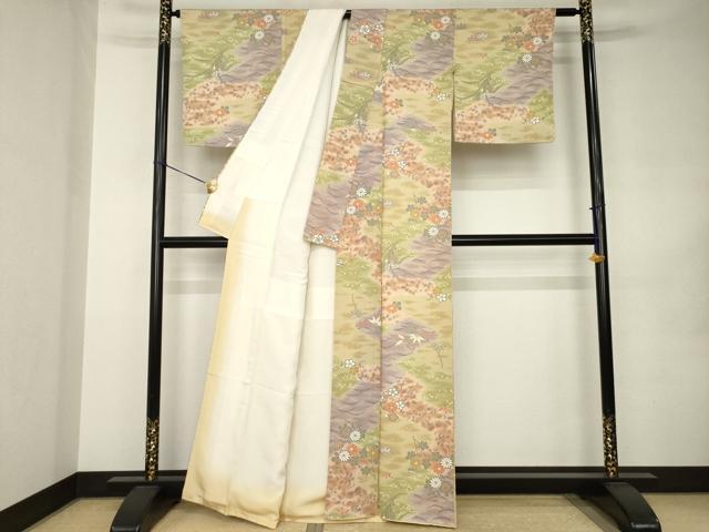 平和屋着物●上質な小紋　松皮菱花文　暈し染め　正絹　逸品　AABJ9206ck