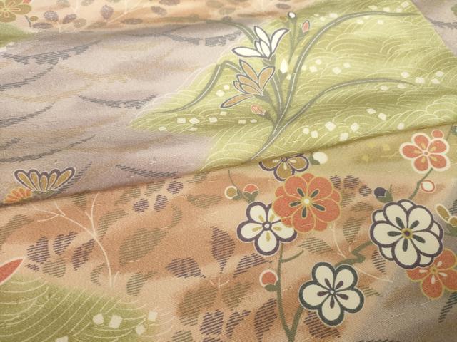 平和屋着物●上質な小紋　松皮菱花文　暈し染め　正絹　逸品　AABJ9206ck
