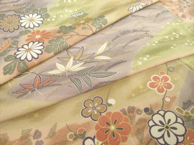 平和屋着物●上質な小紋　松皮菱花文　暈し染め　正絹　逸品　AABJ9206ck