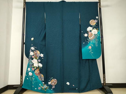 平和屋着物●豪華振袖　花毬文　暈し染め　金彩　京都きもの友禅扱い　正絹　逸品　AABJ9207ck