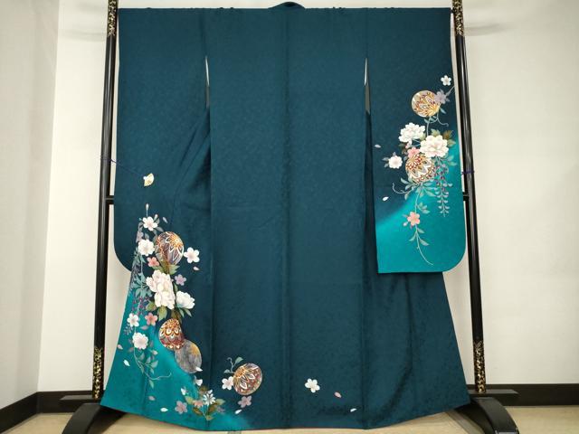平和屋着物●豪華振袖　花毬文　暈し染め　金彩　京都きもの友禅扱い　正絹　逸品　AABJ9207ck
