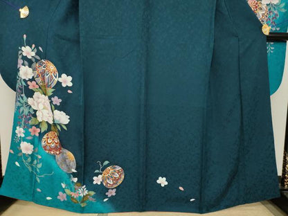 平和屋着物●豪華振袖　花毬文　暈し染め　金彩　京都きもの友禅扱い　正絹　逸品　AABJ9207ck