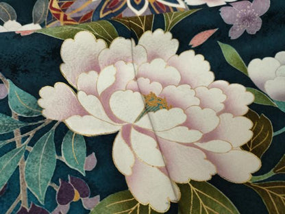 平和屋着物●豪華振袖　花毬文　暈し染め　金彩　京都きもの友禅扱い　正絹　逸品　AABJ9207ck