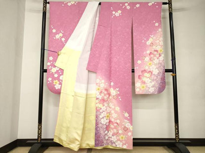 平和屋着物●豪華振袖　舞桜　暈し染め　正絹　逸品　AABJ9208ck