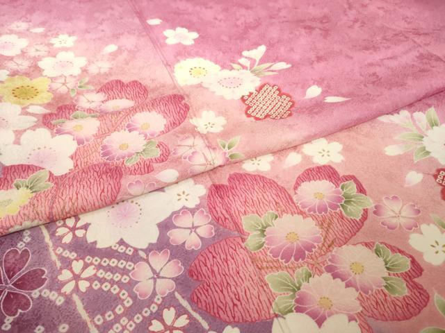 平和屋着物●豪華振袖　舞桜　暈し染め　正絹　逸品　AABJ9208ck
