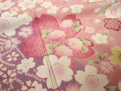 平和屋着物●豪華振袖　舞桜　暈し染め　正絹　逸品　AABJ9208ck