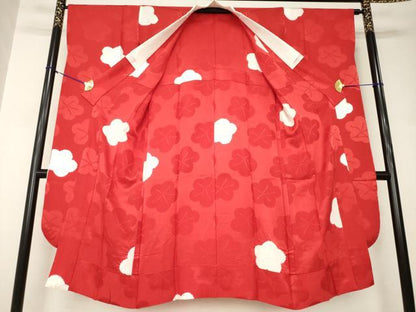 平和屋着物●振袖用長襦袢　無双仕立て　絞り　梅　正絹　逸品　AABJ9209ck