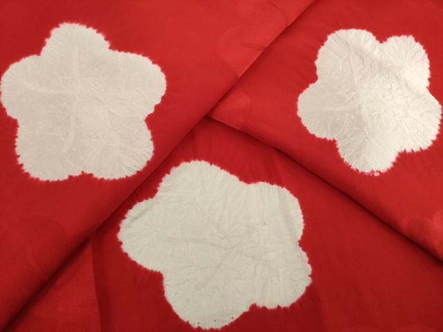 平和屋着物●振袖用長襦袢　無双仕立て　絞り　梅　正絹　逸品　AABJ9209ck